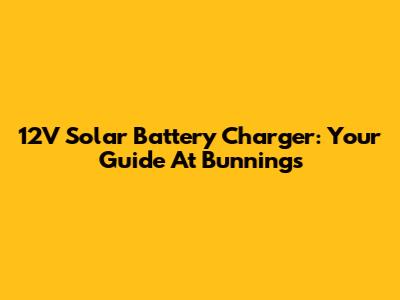 12V Solar Battery Charger: Your Guide At Bunnings