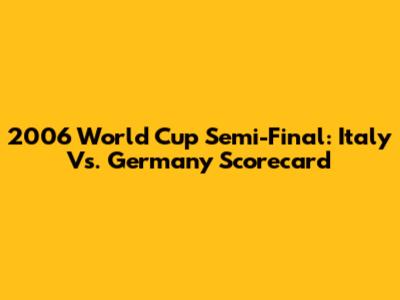 2006 World Cup Semi-Final: Italy Vs. Germany Scorecard