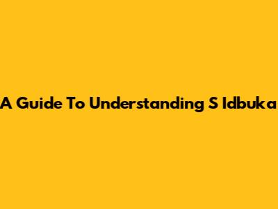 A Guide To Understanding S Idbuka