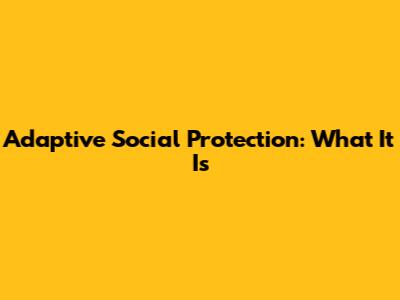 Adaptive Social Protection: What It Is