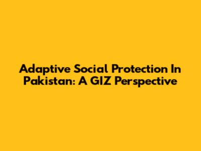 Adaptive Social Protection In Pakistan: A GIZ Perspective