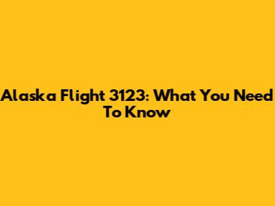 Alaska Flight 3123: What You Need To Know