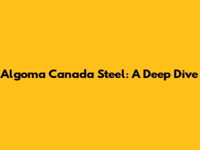 Algoma Canada Steel: A Deep Dive