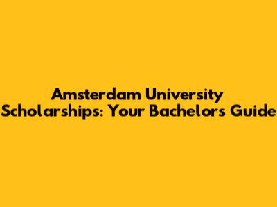 Amsterdam University Scholarships: Your Bachelor's Guide