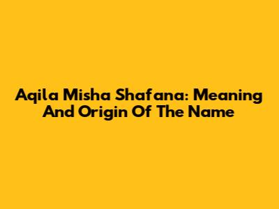 Aqila Misha Shafana: Meaning And Origin Of The Name