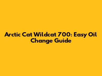 Arctic Cat Wildcat 700: Easy Oil Change Guide