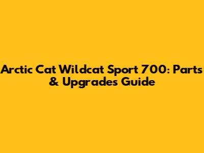 Arctic Cat Wildcat Sport 700: Parts & Upgrades Guide