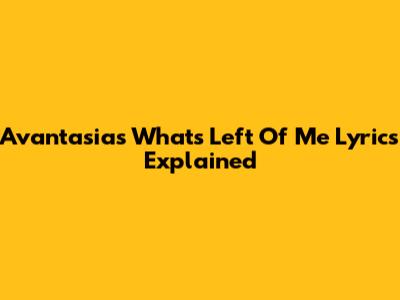 Avantasia's 'What's Left Of Me' Lyrics Explained