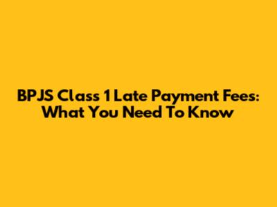 BPJS Class 1 Late Payment Fees: What You Need To Know