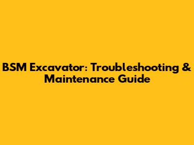 BSM Excavator: Troubleshooting & Maintenance Guide