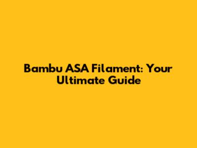 Bambu ASA Filament: Your Ultimate Guide