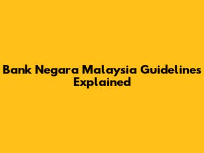 Bank Negara Malaysia Guidelines Explained