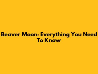 Beaver Moon: Everything You Need To Know