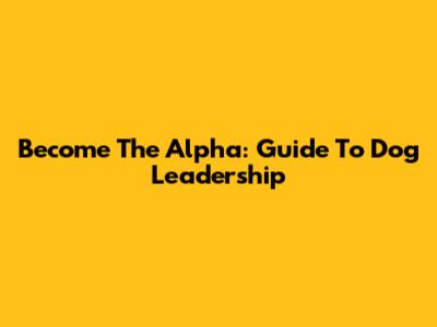 Become The Alpha: Guide To Dog Leadership