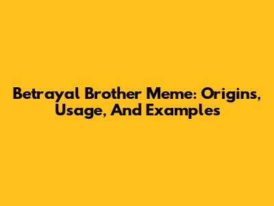 Betrayal Brother Meme: Origins, Usage, And Examples