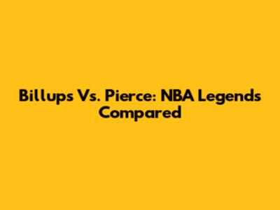 Billups Vs. Pierce: NBA Legends Compared