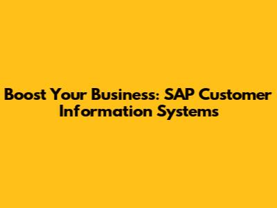 Boost Your Business: SAP Customer Information Systems