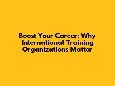 Boost Your Career: Why International Training Organizations Matter
