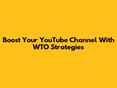 Boost Your YouTube Channel With WTO Strategies