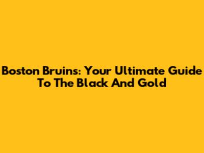 Boston Bruins: Your Ultimate Guide To The Black And Gold