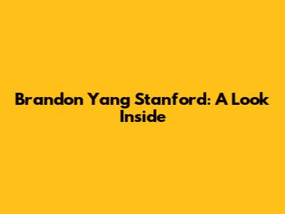 Brandon Yang Stanford: A Look Inside