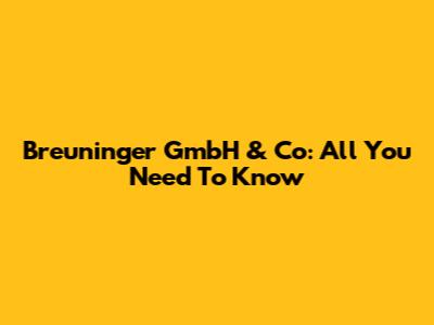 Breuninger GmbH & Co: All You Need To Know
