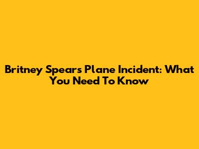 Britney Spears' Plane Incident: What You Need To Know
