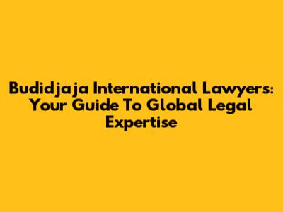 Budidjaja International Lawyers: Your Guide To Global Legal Expertise