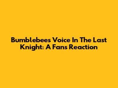 Bumblebee's Voice In The Last Knight: A Fan's Reaction