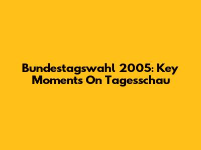 Bundestagswahl 2005: Key Moments On Tagesschau