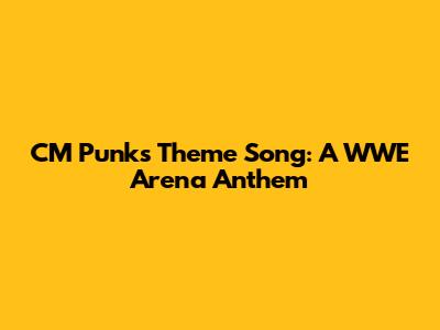 CM Punk's Theme Song: A WWE Arena Anthem