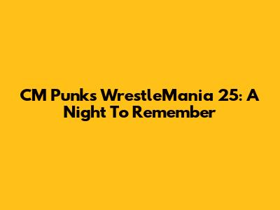 CM Punk's WrestleMania 25: A Night To Remember