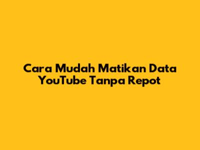 Cara Mudah Matikan Data YouTube Tanpa Repot