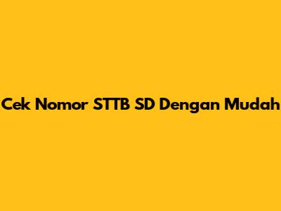 Cek Nomor STTB SD Dengan Mudah