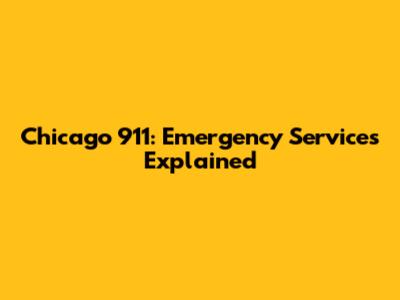 Chicago 911: Emergency Services Explained