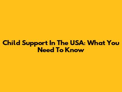 Child Support In The USA: What You Need To Know