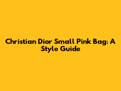 Christian Dior Small Pink Bag: A Style Guide