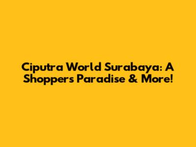 Ciputra World Surabaya: A Shopper's Paradise & More!