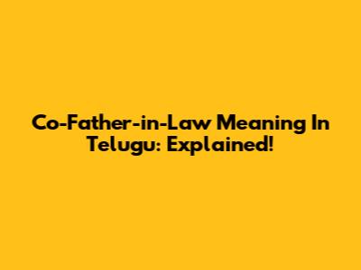 Co-Father-in-Law Meaning In Telugu: Explained!