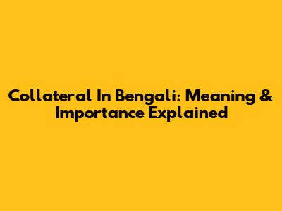 Collateral In Bengali: Meaning & Importance Explained