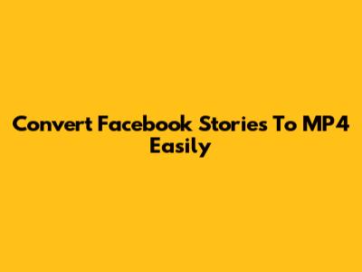 Convert Facebook Stories To MP4 Easily