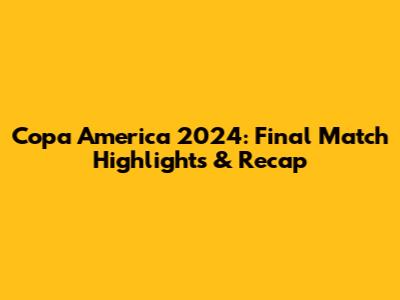 Copa America 2024: Final Match Highlights & Recap