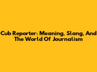Cub Reporter: Meaning, Slang, And The World Of Journalism
