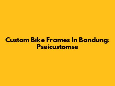 Custom Bike Frames In Bandung: Pseicustomse