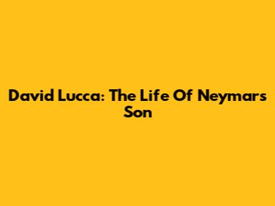 David Lucca: The Life Of Neymar's Son