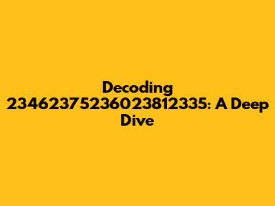 Decoding 23462375236023812335: A Deep Dive