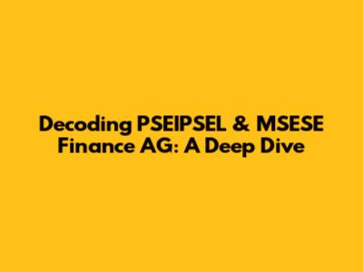 Decoding PSEIPSEL & MSESE Finance AG: A Deep Dive