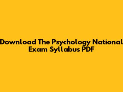 Download The Psychology National Exam Syllabus PDF