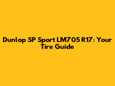 Dunlop SP Sport LM705 R17: Your Tire Guide