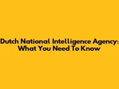 Dutch National Intelligence Agency: What You Need To Know